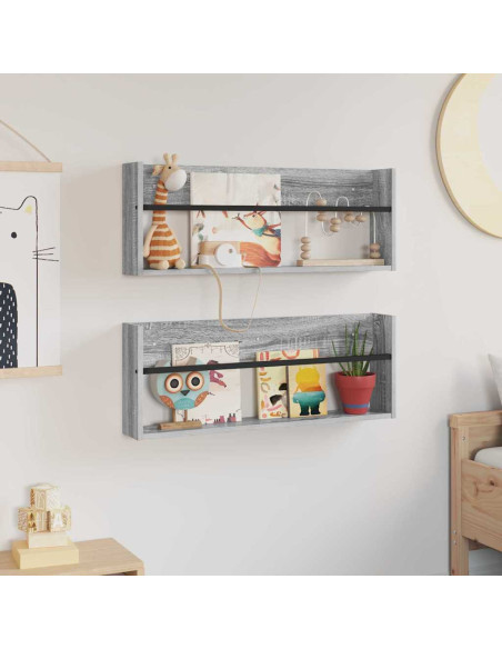 Scaffale per riviste 2 pcs Grigio Sonoma 80 x 12 x 30 cm