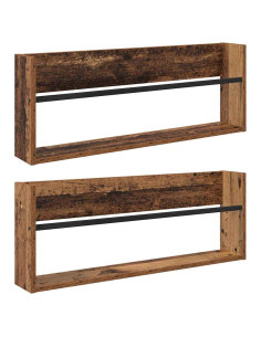 Scaffale per riviste 2 pcs Legno vecchio 80 x 12 x 30 cm 2