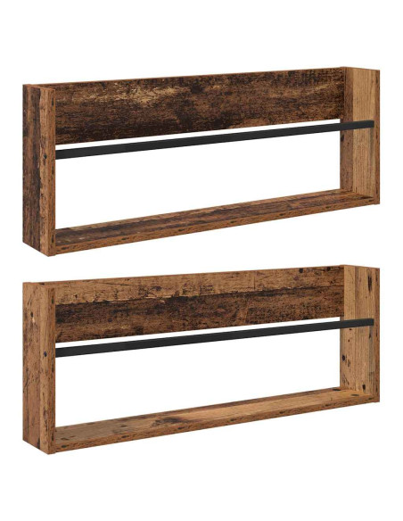 Scaffale per riviste 2 pcs Legno vecchio 80 x 12 x 30 cm