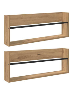 Scaffale per riviste 2 pcs Rovere artigianale 80 x 12 x 30 cm 2