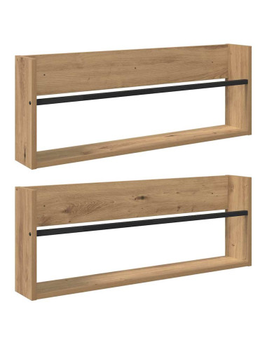 Scaffale per riviste 2 pcs Rovere artigianale 80 x 12 x 30 cm