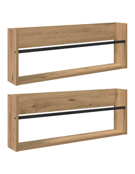 Scaffale per riviste 2 pcs Rovere artigianale 80 x 12 x 30 cm