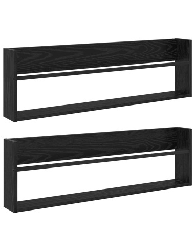 Scaffale per riviste 2 pcs Rovere Nero 100 x 12 x 30 cm