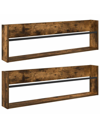 Scaffale per riviste 2 pcs Rovere fumé 100 x 12 x 30 cm