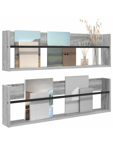 Scaffale per riviste 2 pcs Grigio Sonoma 100 x 12 x 30 cm