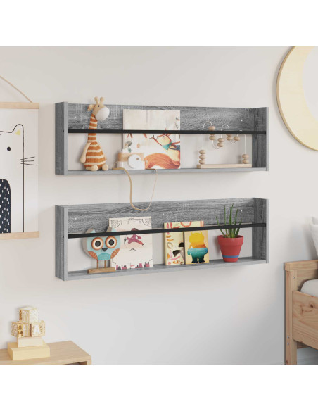 Scaffale per riviste 2 pcs Grigio Sonoma 100 x 12 x 30 cm