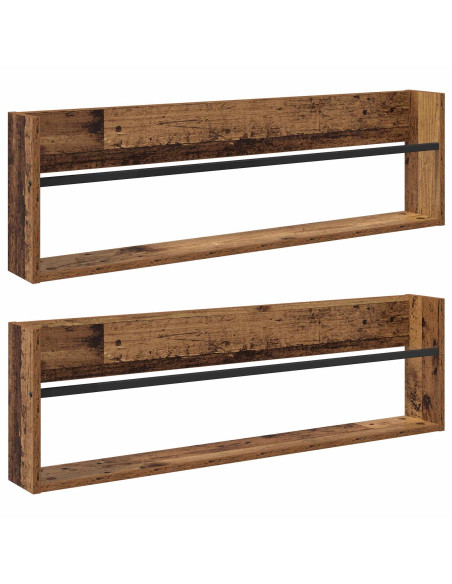 Scaffale per riviste 2 pcs Legno vecchio 100 x 12 x 30 cm