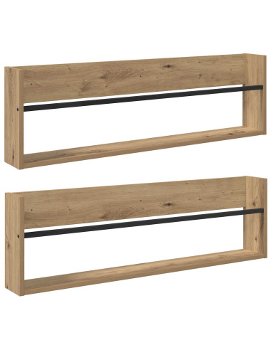 Scaffale per riviste 2 pcs Rovere artigianale 100 x 12 x 30 cm