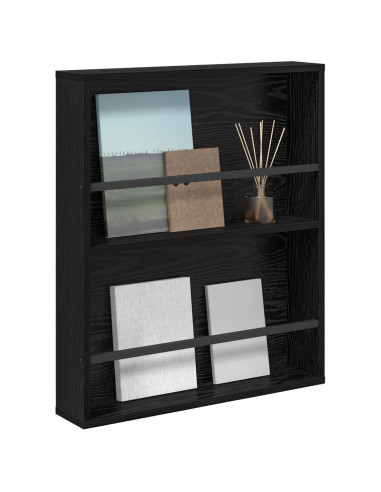 Scaffale per riviste Rovere Nero 60 x 12 x 70 cm