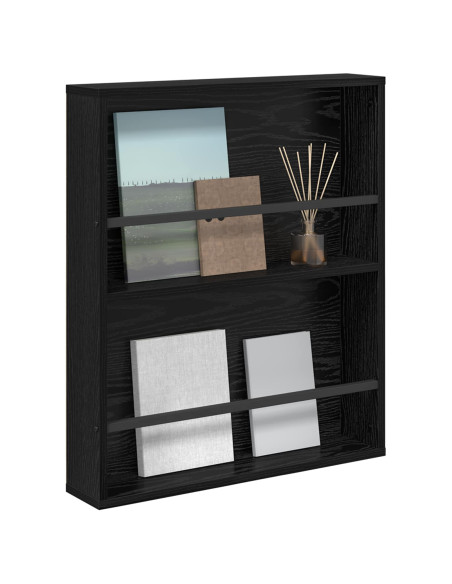 Scaffale per riviste Rovere Nero 60 x 12 x 70 cm