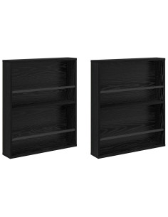 Scaffale per riviste 2 pcs Rovere Nero 60 x 12 x 70 cm 2