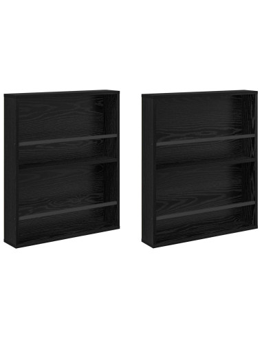 Scaffale per riviste 2 pcs Rovere Nero 60 x 12 x 70 cm