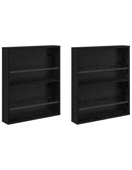 Scaffale per riviste 2 pcs Rovere Nero 60 x 12 x 70 cm