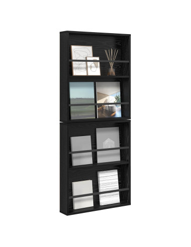 Scaffale per riviste 2 pcs Rovere Nero 60 x 12 x 70 cm