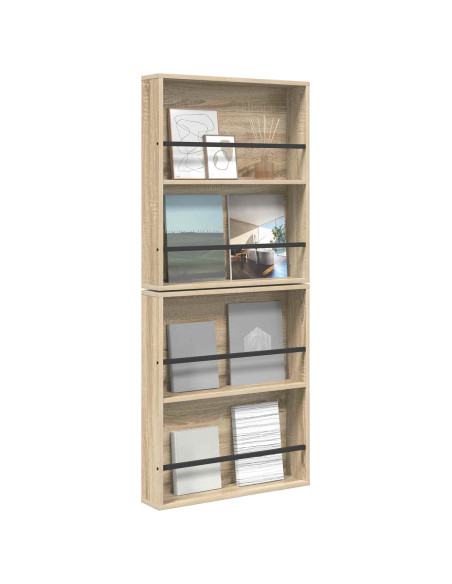 Scaffale per riviste 2 pcs Rovere Sonoma 60 x 12 x 70 cm