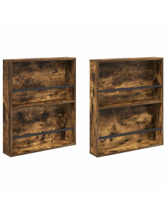 Scaffale per riviste 2 pcs Rovere fumé 60 x 12 x 70 cm 2