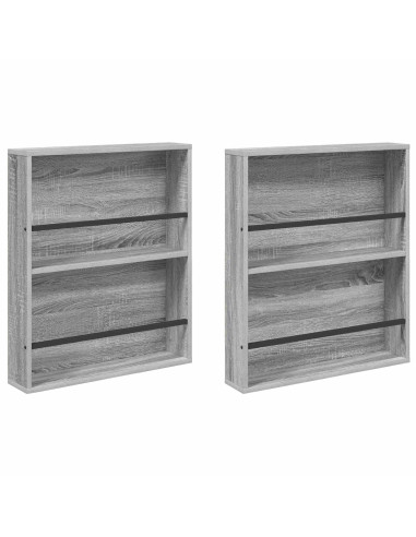 Scaffale per riviste 2 pcs Grigio Sonoma 60 x 12 x 70 cm