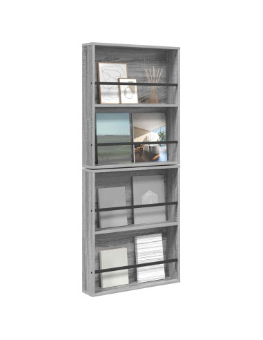 Scaffale per riviste 2 pcs Grigio Sonoma 60 x 12 x 70 cm