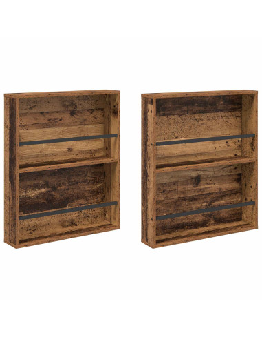 Scaffale per riviste 2 pcs Legno vecchio 60 x 12 x 70 cm