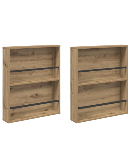 Scaffale per riviste 2 pcs Rovere artigianale 60 x 12 x 70 cm