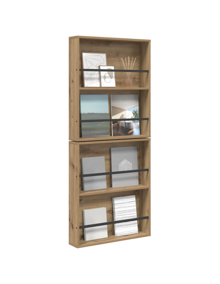 Scaffale per riviste 2 pcs Rovere artigianale 60 x 12 x 70 cm