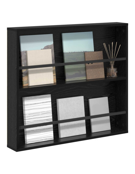 Scaffale per riviste Rovere Nero 80 x 12 x 70 cm