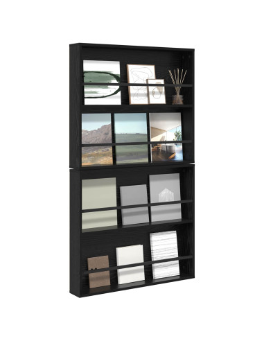 Scaffale per riviste 2 pcs Rovere Nero 80 x 12 x 70 cm
