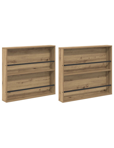Scaffale per riviste 2 pcs Rovere artigianale 80 x 12 x 70 cm