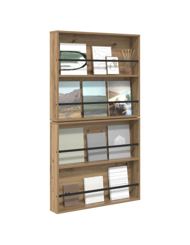 Scaffale per riviste 2 pcs Rovere artigianale 80 x 12 x 70 cm
