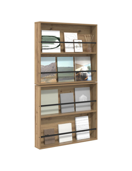 Scaffale per riviste 2 pcs Rovere artigianale 80 x 12 x 70 cm