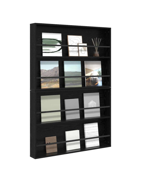 Scaffale per riviste 2 pcs Rovere Nero 100 x 12 x 70 cm
