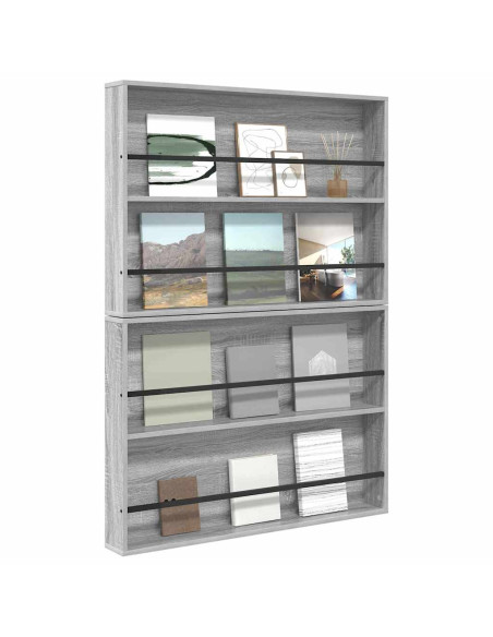 Scaffale per riviste 2 pcs Grigio Sonoma 100 x 12 x 70 cm