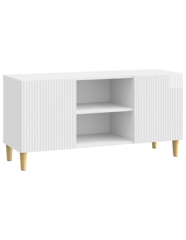 Mobile TV Bianco Lucido 102 x 34,5 x 50 cm Legno ingegnerizzato