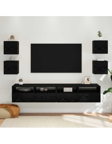 Mobile TV da parete 4 pcs Rovere Nero 30,5 x 30 x 30 cm