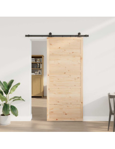 Porta scorrevole Naturale 80 x 208 cm Legno Massello di Pino