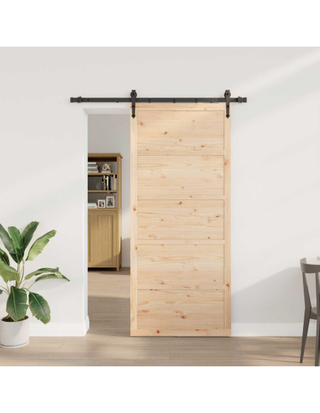 Porta scorrevole Naturale 80 x 208 cm Legno Massello di Pino