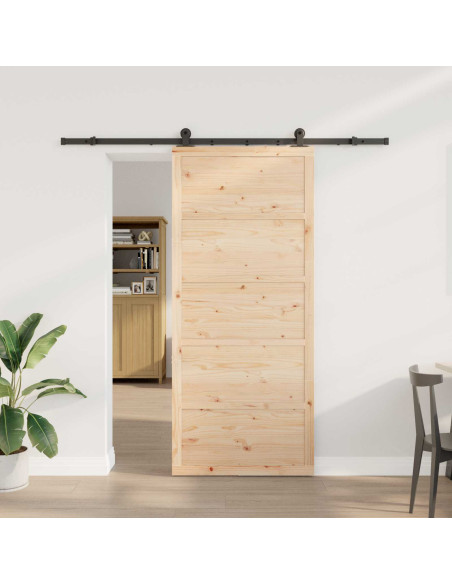 Porta scorrevole Naturale 100 x 208 cm Legno Massello di Pino