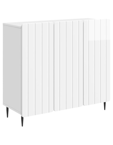 Credenza Bianco Lucido 89 x 34,5 x 82 cm Legno ingegnerizzato