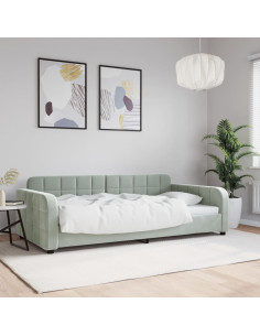 Letto da Giorno Grigio Chiaro 100x190 cm in Velluto