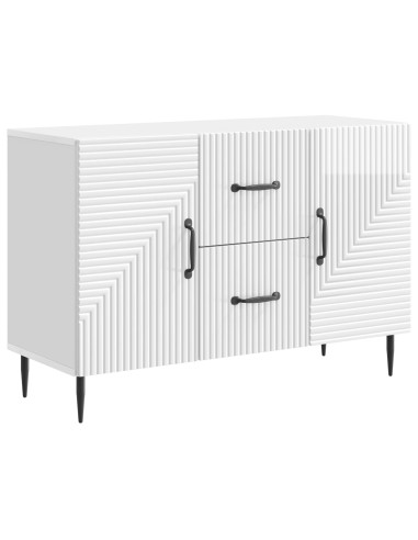 Credenza Bianco Lucido 89 x 34,5 x 60 cm Legno ingegnerizzato