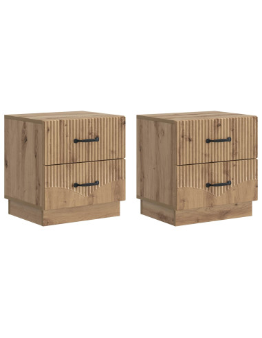 Armadio da Notte 2 pcs Rovere Artigianale 43 x 34,5 x 44,5 cm