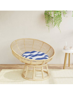 Cuscino Rotondo Righe Blu Bianche Ø 60x11 cm in Tessuto Oxford