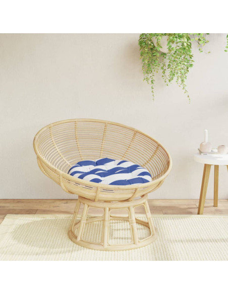 Cuscino Rotondo Righe Blu Bianche Ø 60x11 cm in Tessuto Oxford