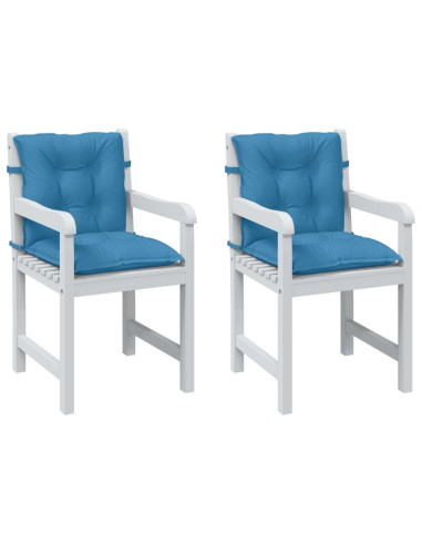 Cuscini Sedia Schiena Bassa 2 pz Blu Mélange 100x50x7 Tessuto