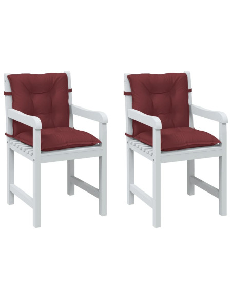 Cuscini Sedia Schiena Bassa 2 pz Rosso Vino Mélange Tessuto