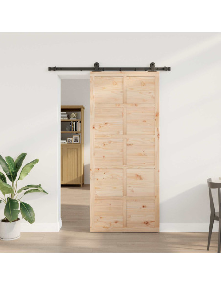 Porta scorrevole Naturale 80 x 208 cm Legno Massello di Pino