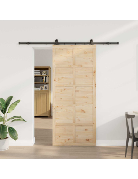 Porta scorrevole Naturale 100 x 208 cm Legno Massello di Pino