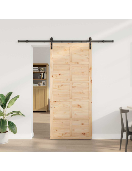 Porta scorrevole Naturale 100 x 208 cm Legno Massello di Pino