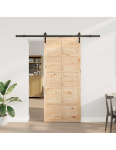 Porta scorrevole Naturale 90 x 208 cm Legno Massello di Pino