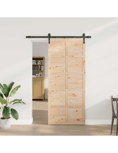 Porta scorrevole Naturale 80 x 208 cm Legno Massello di Pino